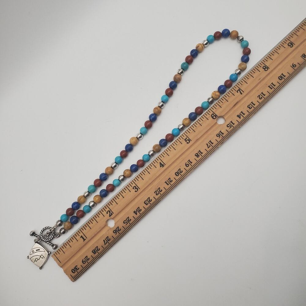 Carolyn Pollack Relios Sterling 925 Silver Multi Gemstone Bead Necklace 16 in. - Picture 6 of 7